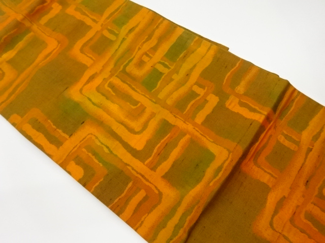 JAPANESE KIMONO / VINTAGE NAGOYA OBI / WOVEN ABSTRACT PATTERN